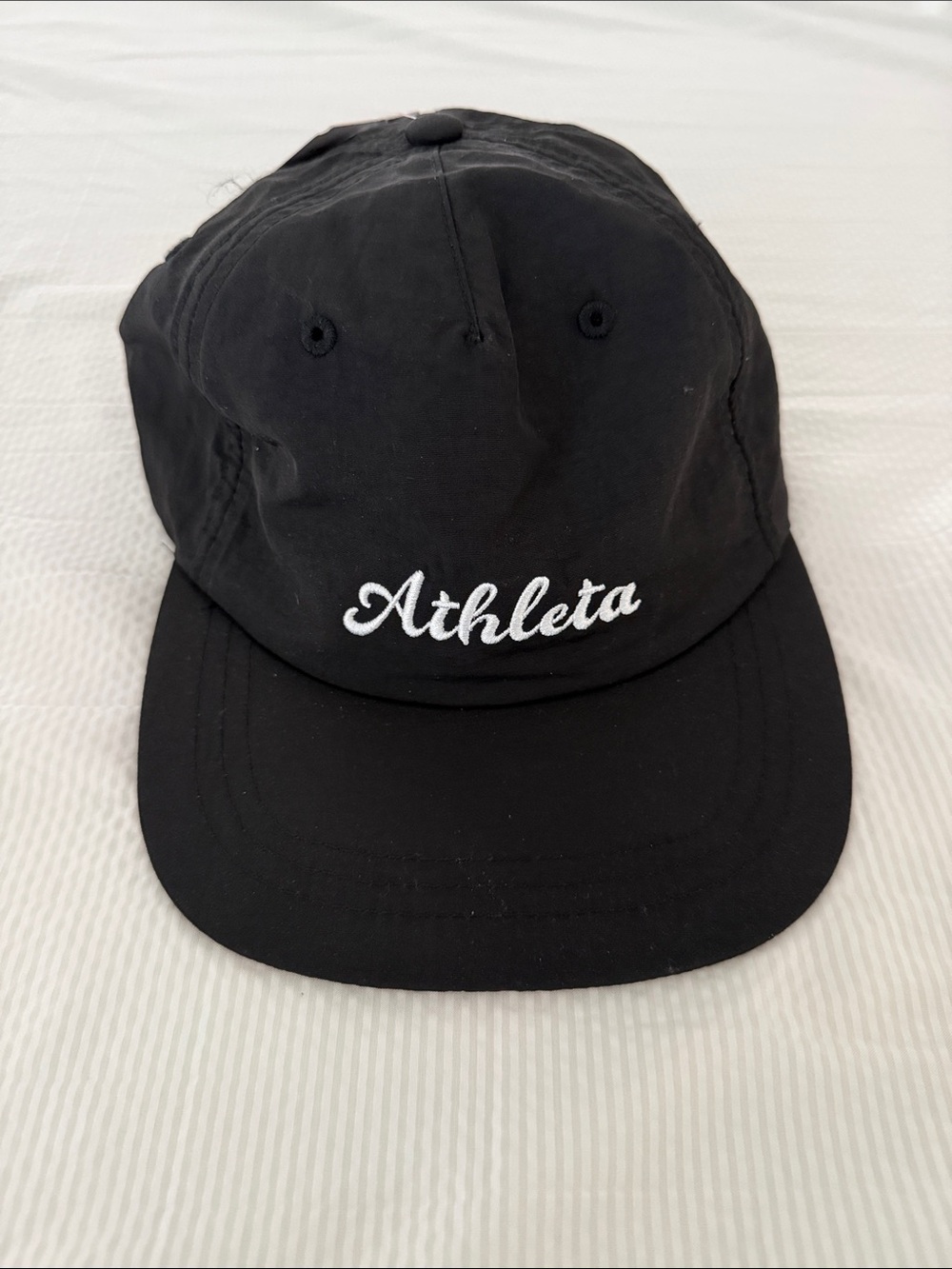 Athleta Black Cap with White Script Logo